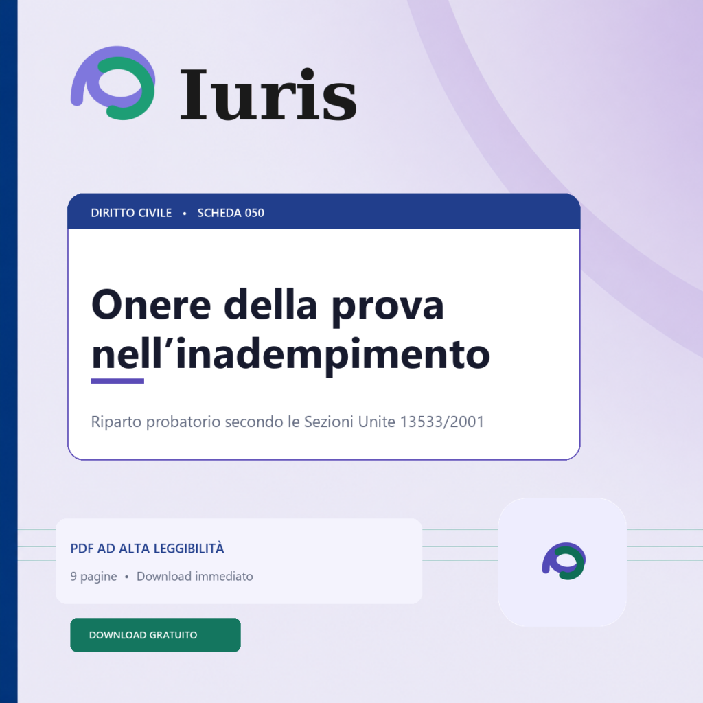 Scheda Iuris - Onere della prova nell’inadempimento