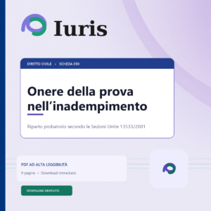 Scheda Iuris - Onere della prova nell’inadempimento